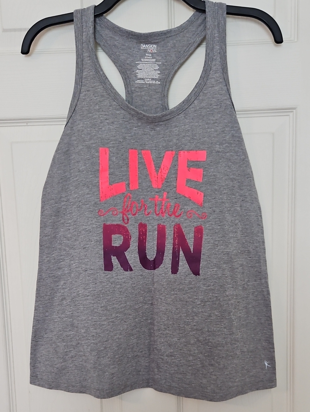 Danskin Now Gray Racerback Tank with Pink and Purple Ombre 'LIVE for the RUN'